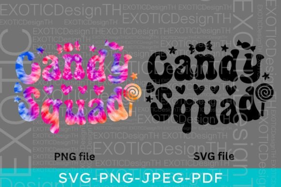 Candy Squad Tie Dye Groovy Lollipop Girl Graphics for Crafts