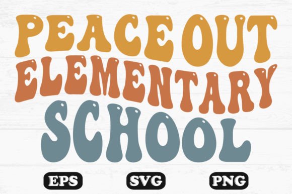 Peace out Elementary School Retro Wavy S Graphics for Crafts